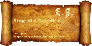 Ringwald Zoltán névjegykártya